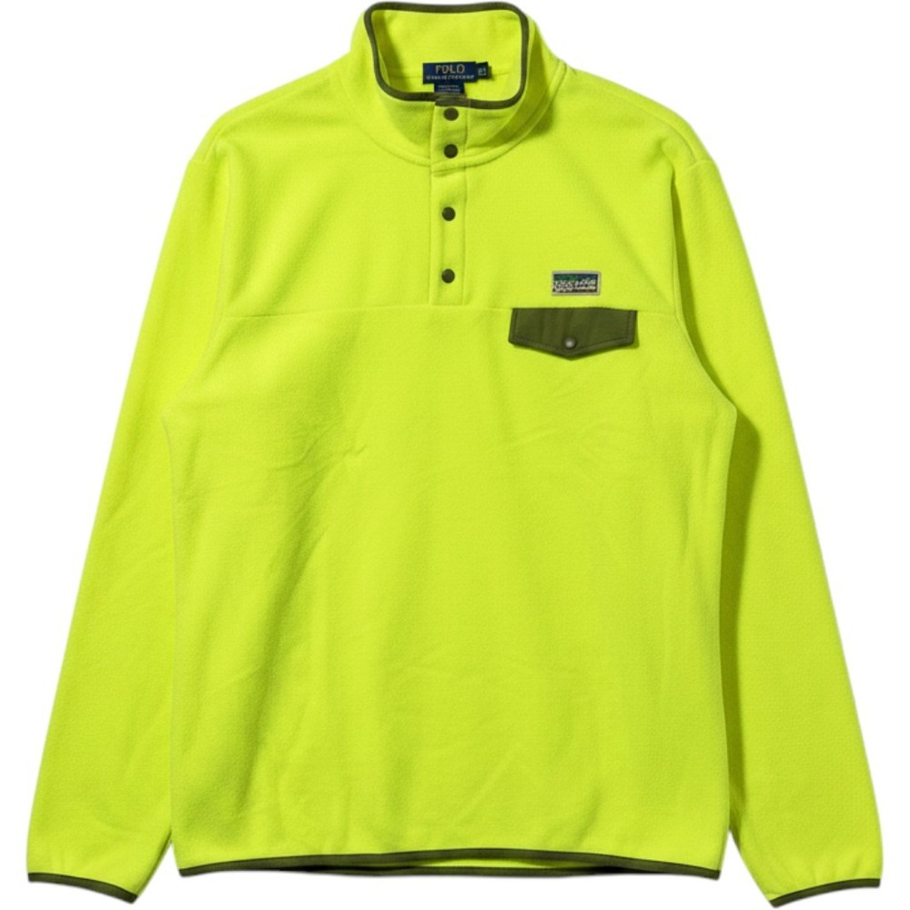 Polo Ralph Lauren Voyager Brush Fleece Men XXL Neon Yellow Solid 1/4 Snap NEW